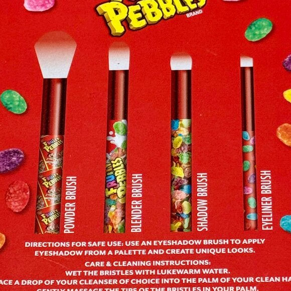 New 4 Piece Set Fruity Pebbles Cosmetic Makeup Brush Set - Picture 2 of 2